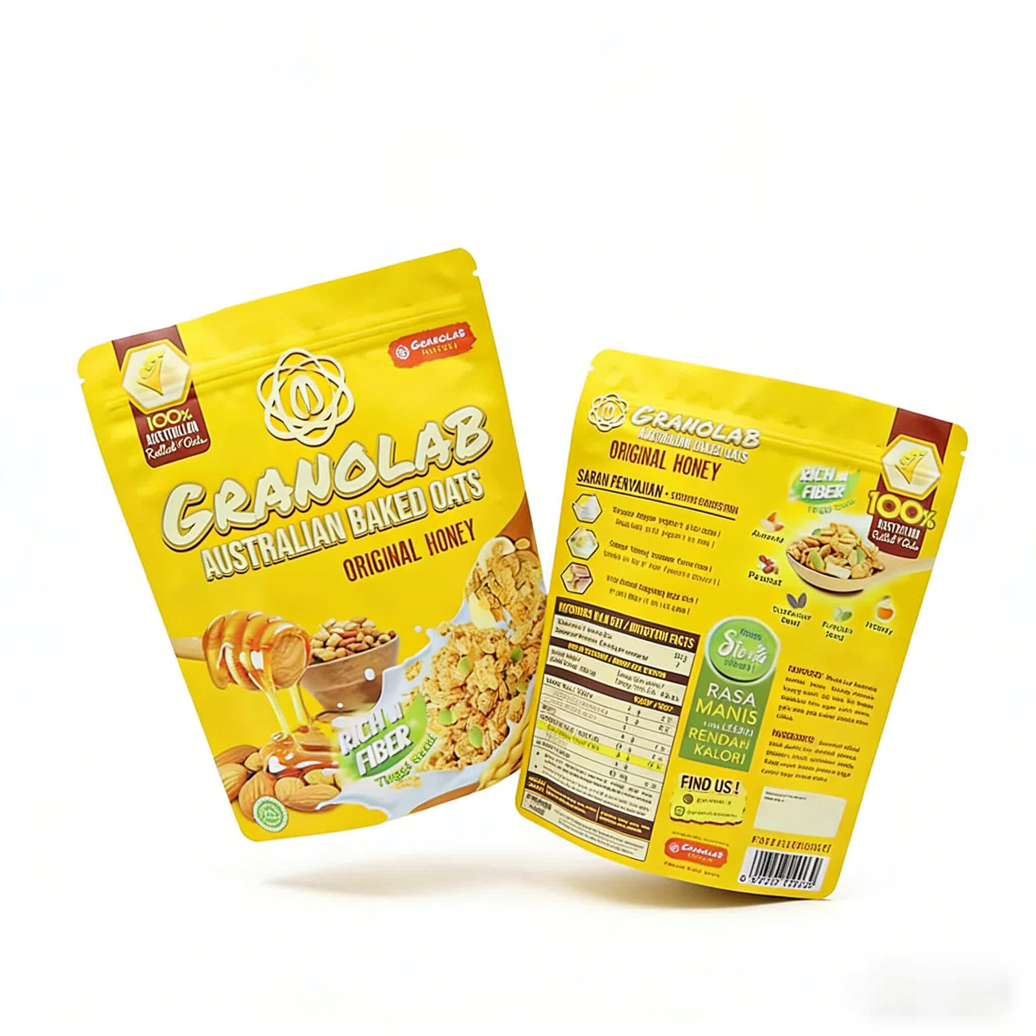 Custom PET/VMPET/PE Stand-Up Pouch for Granola & Snacks