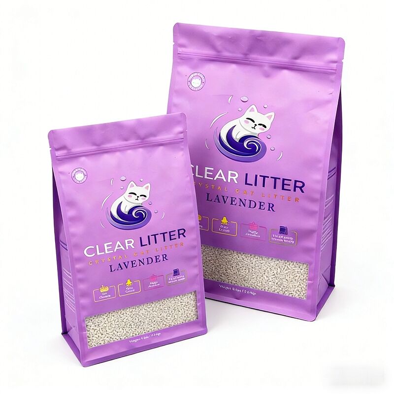 Food Grade Square Bottom Matte Flat Bottom Pouch with Window for Cat Litter