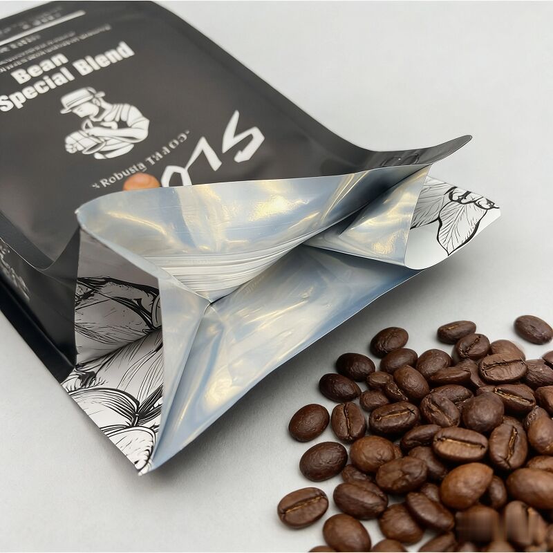 250g Recycle Flat Bottom Standing Zipper Lock Coffee Bean Packaging Bag 