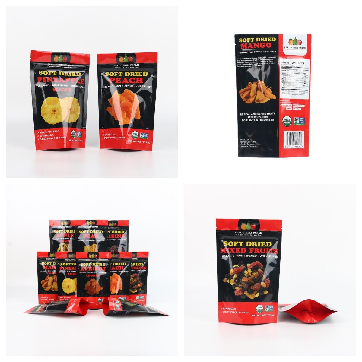 Custom Glossy Stand-Up Pouch for Dried Pineapple  Plastic Packaging