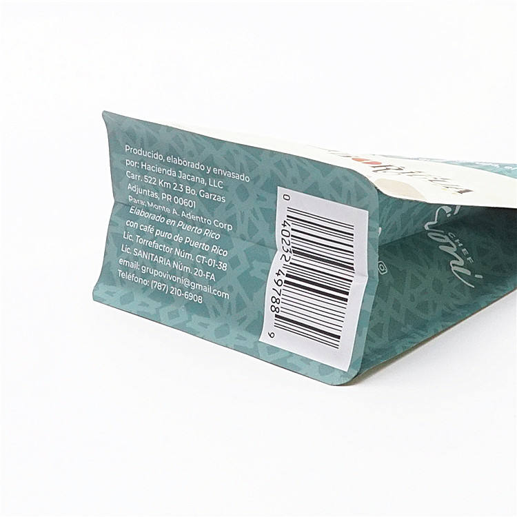 Saci t? rrafsh?t n? fund p?r kafe me valvul? p?r paketimin e kafes?, saci p?r grur? kafeje