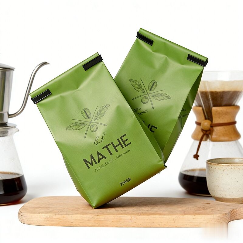 Custom Matte Four-Side Seal Coffee Pouch with Tin Tie Packaging Bag