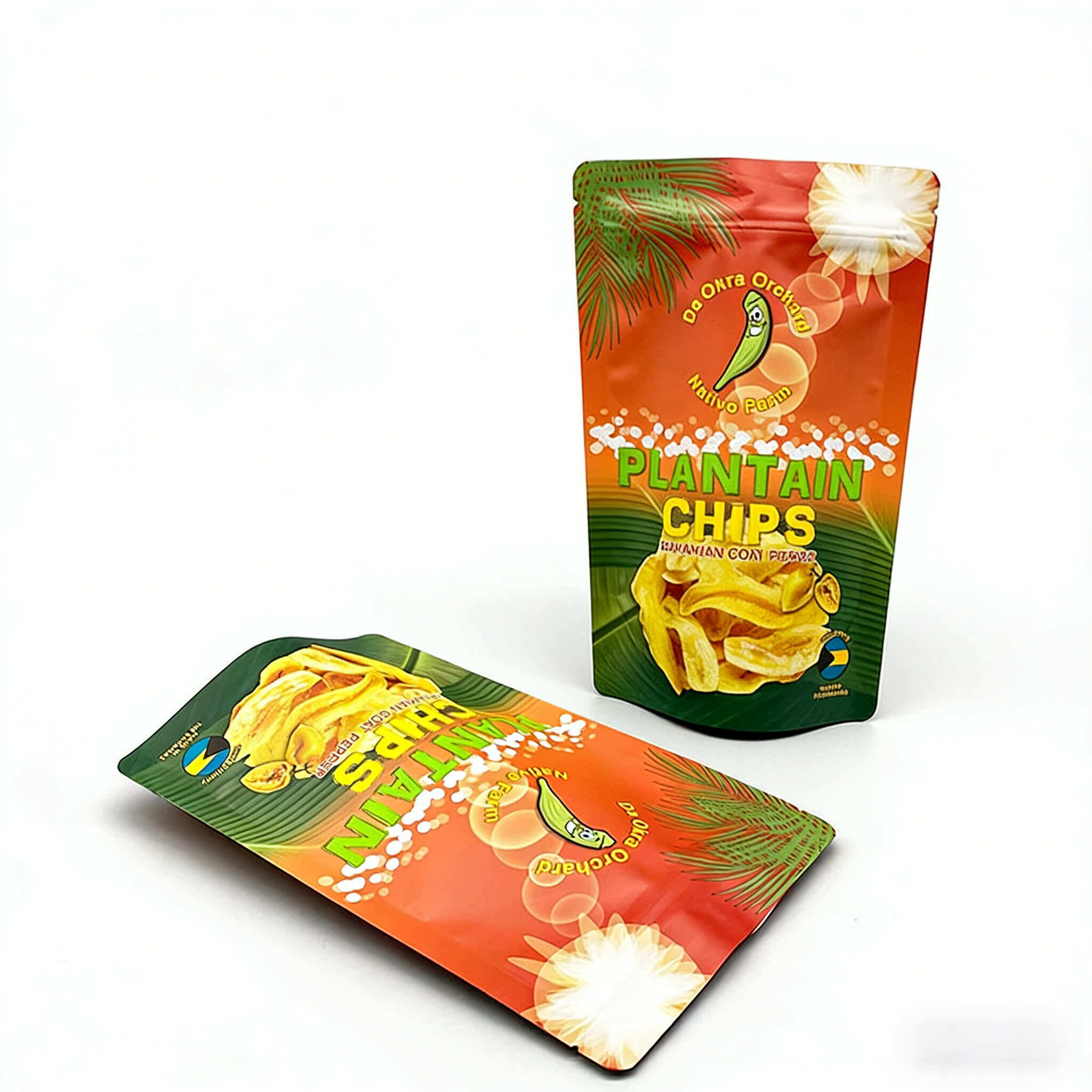 Custom Glossy Stand-Up Pouch for Dried Plantain Chips Plastic Packaging
