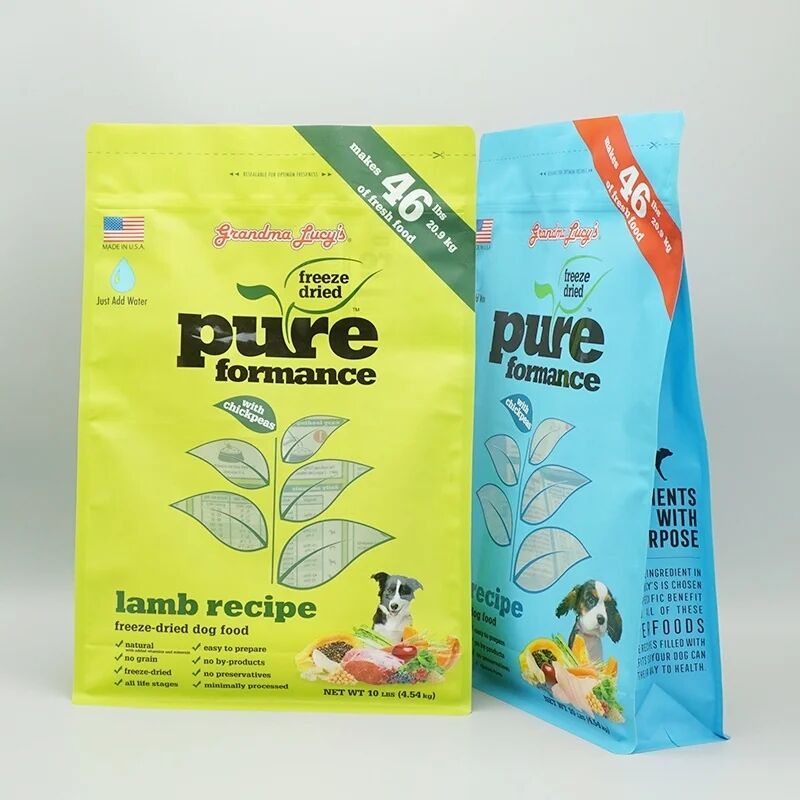 Custom Flat Bottom Pouch with Leaf Window for Freeze Dried Dog Food