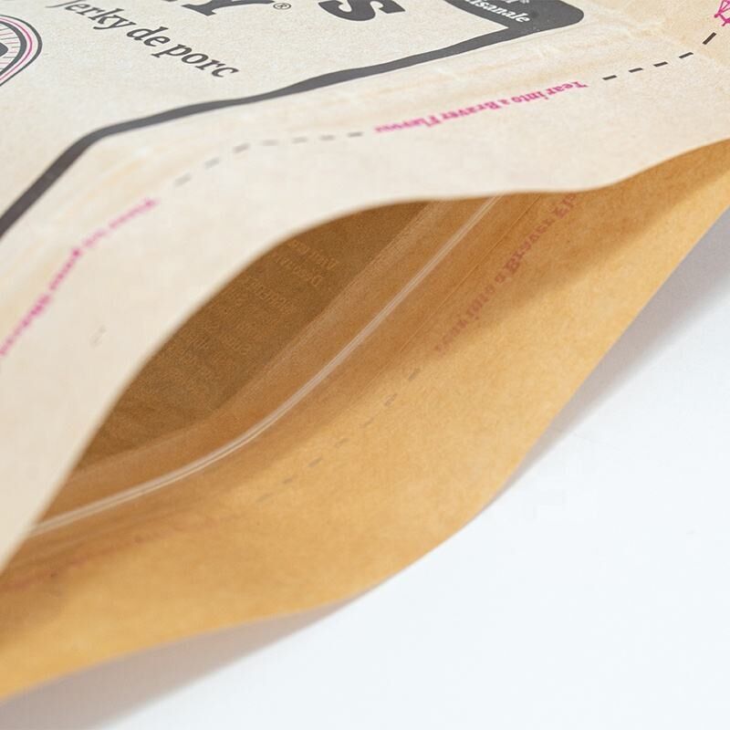 Papel kraft marrón ambiental personalizado, sellado por tres lados con cremalleira para alimentos