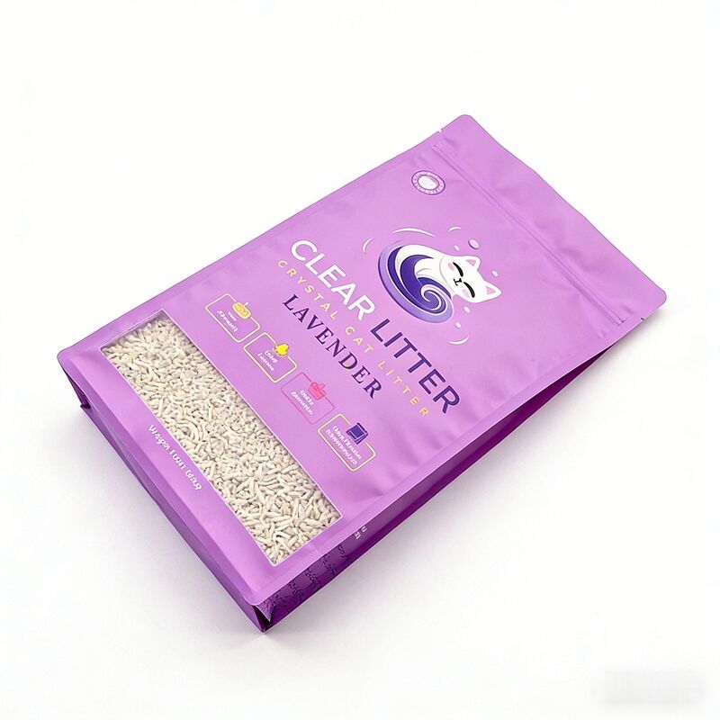 Food Grade Square Bottom Matte Flat Bottom Pouch with Window for Cat Litter