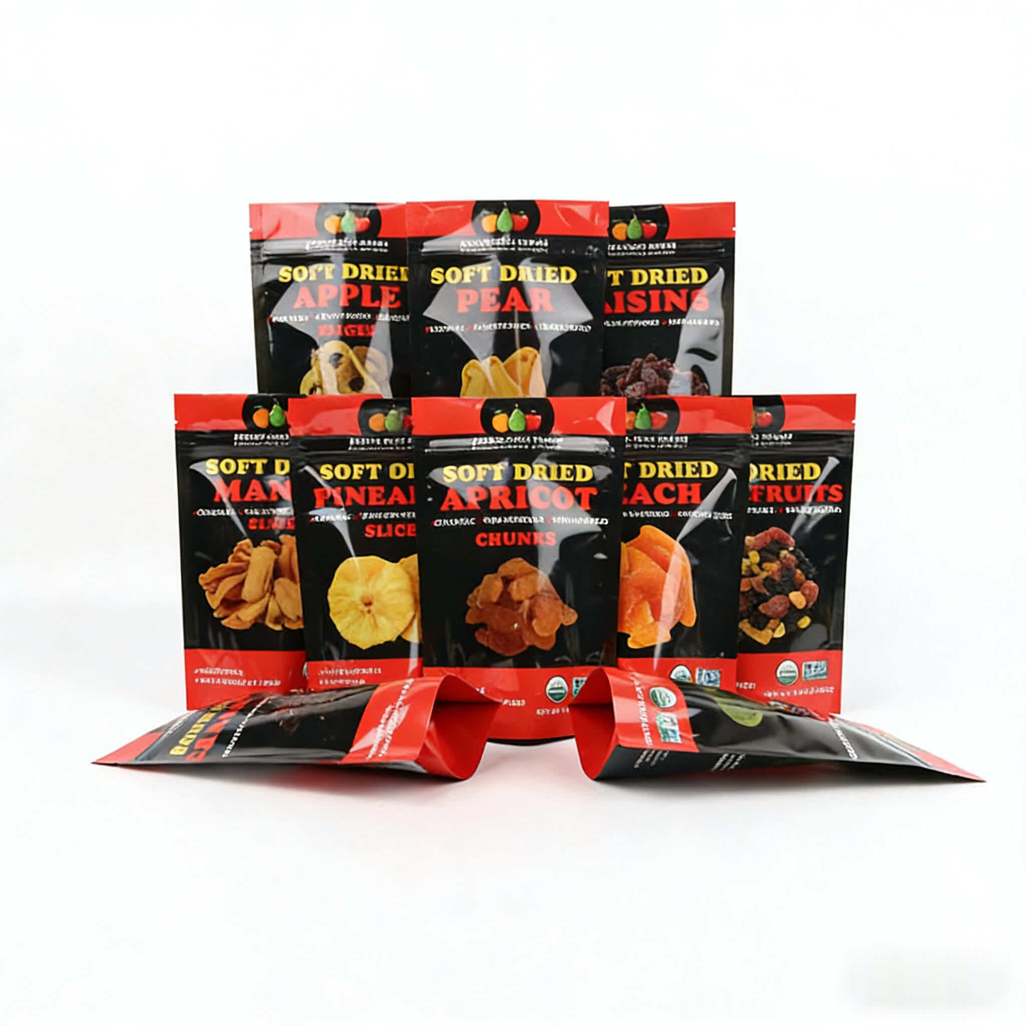 Custom Glossy Stand-Up Pouch for Dried Pineapple  Plastic Packaging