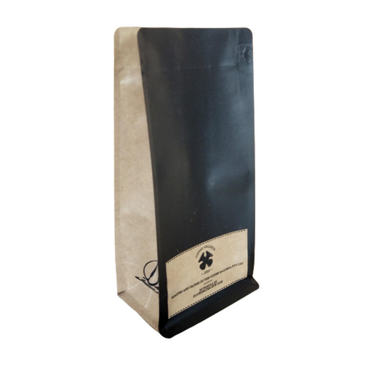 Kraft Recyclable Coffee Bag Blockbodenbeutel 1kg Flat Bottom Pouch