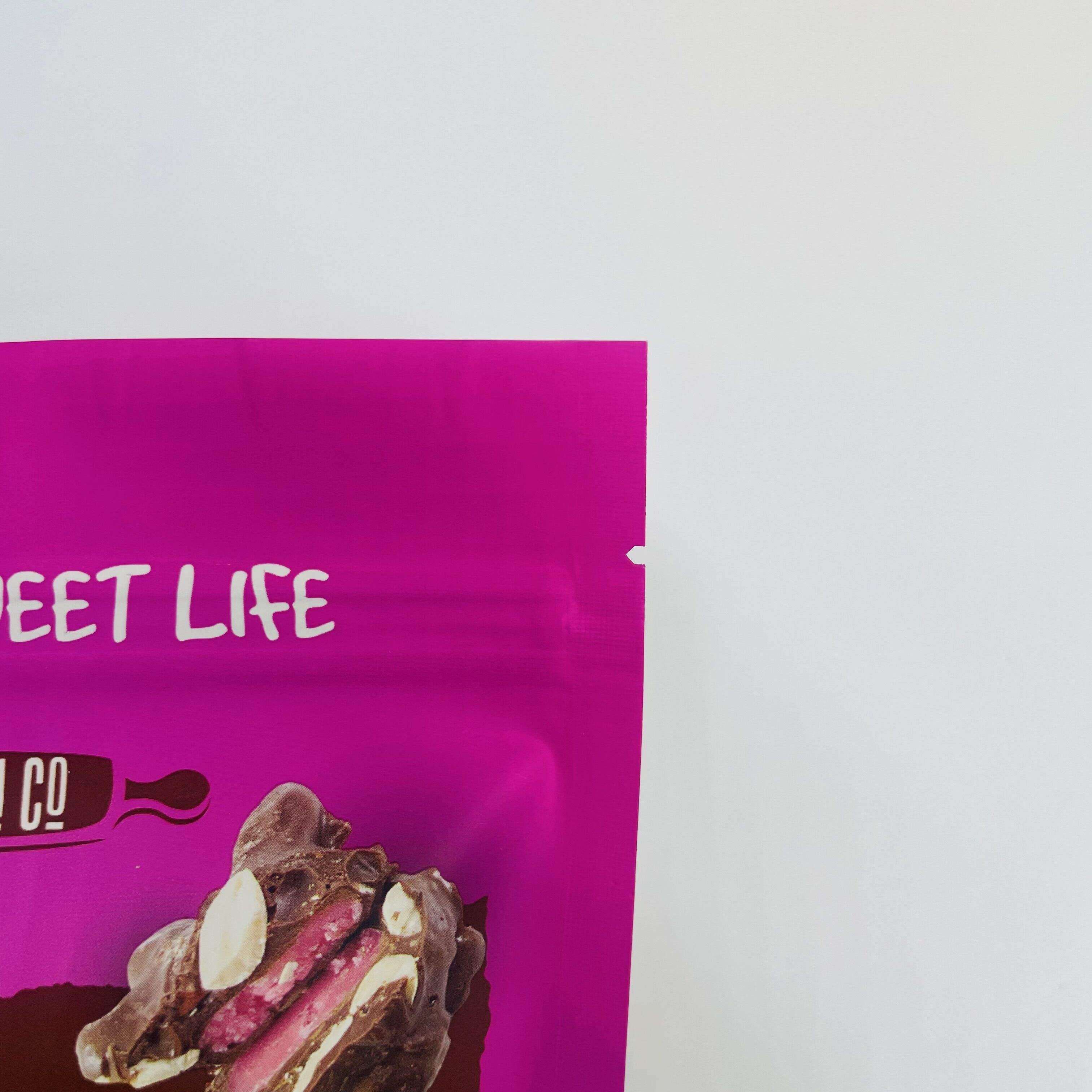 Bolsas personalizadas de plástico ecolóxicas e reciclables para embalar aperitivos e caramelos