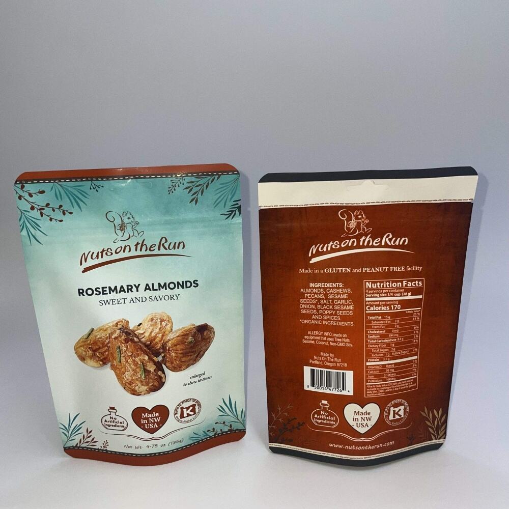 Pecans Nuts Snack Food Plastic Packaging Bags Stand up Pouch With Resealable Zipper