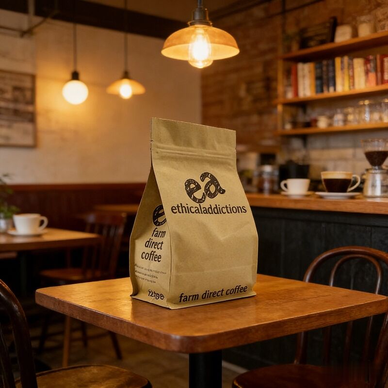 250g 500g 1kg Flat Bottom Stand up Kraft Coffee Bean Plastic Bag