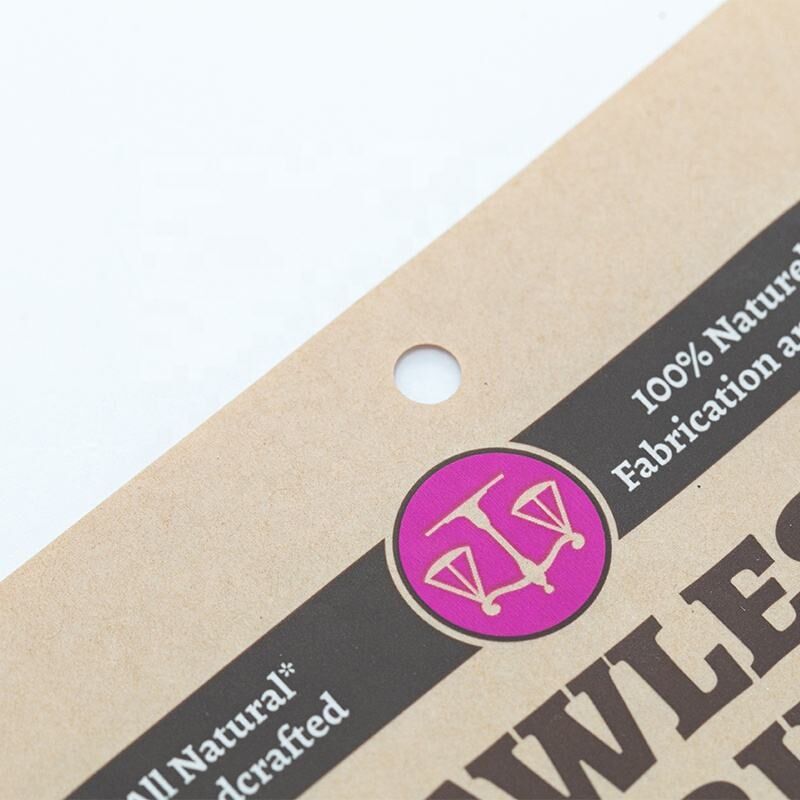 Papel kraft marrón ambiental personalizado, sellado por tres lados con cremalleira para alimentos