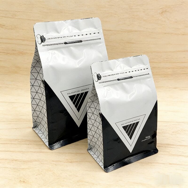  Biodegradable Kraft 250g Coffe  Packaging Zipper Flat Bottom Coffee Bean Bag Valve