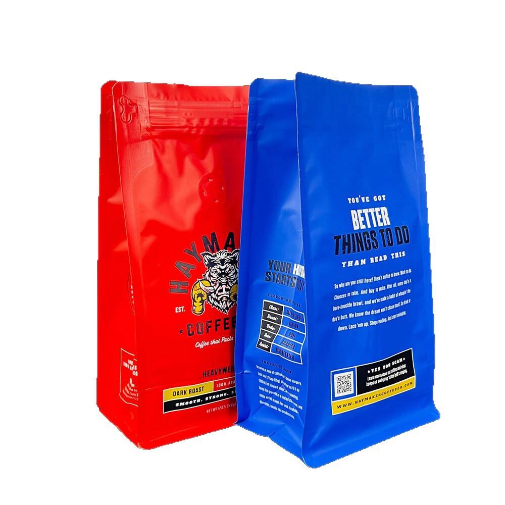 Customized logo Coffee Bag Flat Bottomed Coffee Bean Bag with Valve Tea Powder Packaging Zipper