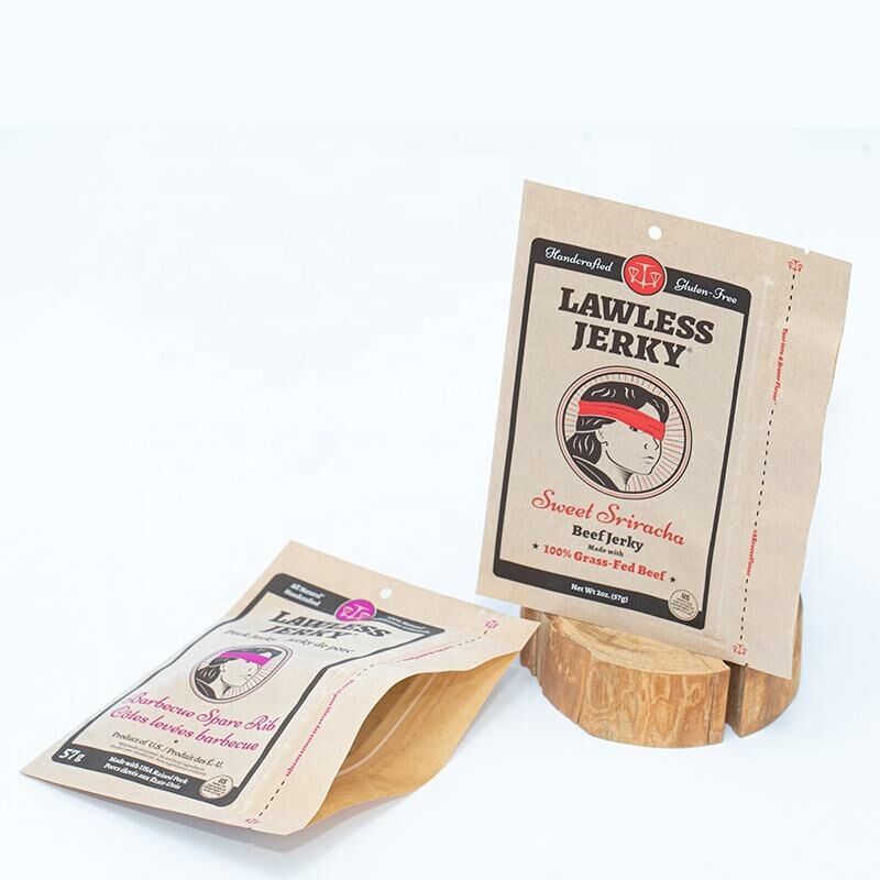 Paper de fusta marró ambiental personalitzat, embalatge amb tancament de tres costats i cremallera per a aliments