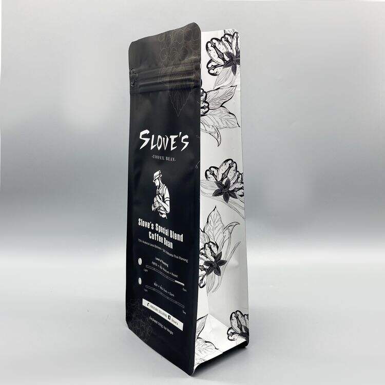 250g Recycle Flat Bottom Standing Zipper Lock Coffee Bean Packaging Bag 