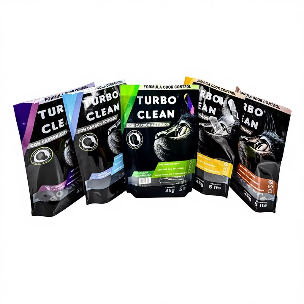 Eco-Friendly Waterproof Plastic Packaging Petfood Cat Litter Stand up Pouch with Corner Handle OEM