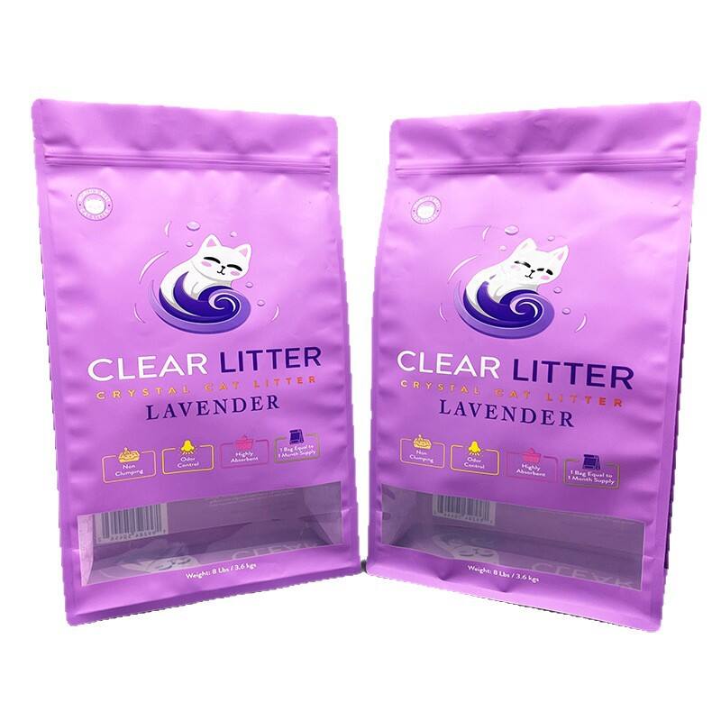 Food Grade Square Bottom Matte Flat Bottom Pouch with Window for Cat Litter