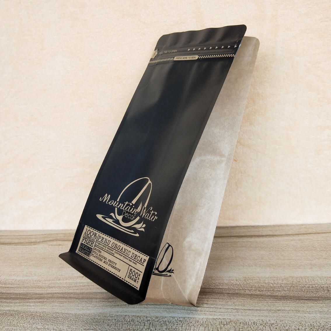 Kraft Recyclable Coffee Bag Blockbodenbeutel 1kg Flat Bottom Pouch