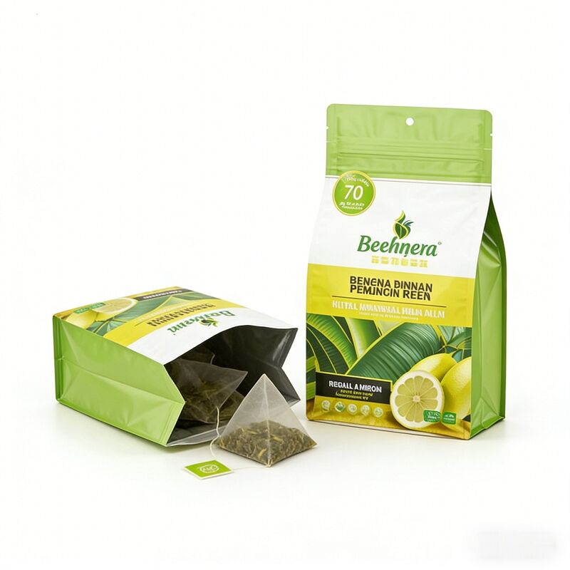  Lemon Tea Flat-bottomed Bag Snack Brewing Tea Eight-sided sealed Standing Bag with Hanging Holes