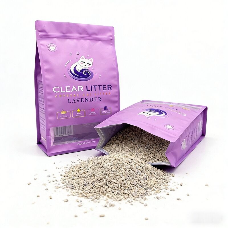 Food Grade Square Bottom Matte Flat Bottom Pouch with Window for Cat Litter