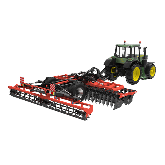 Traction/suspension hitch tillage machine