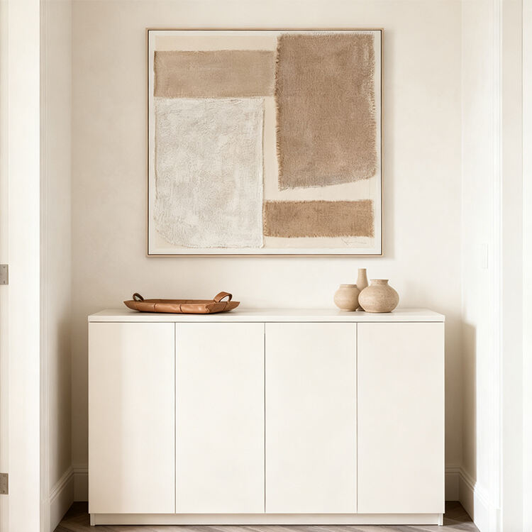 Pictiú Ola Abhstracht Shimplíoch Ghéoiméadrach Neodrach Téacsraithe Balla Ealaíne do hOstáin & Oifigí