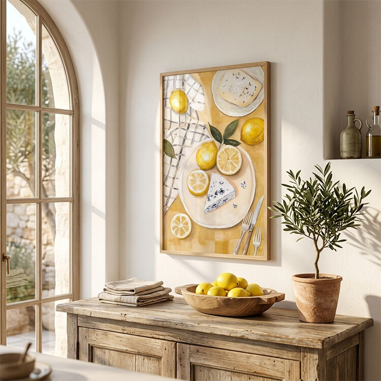 Modern Lemon Still Life Canvas Art for Restaurants & Hospitality Interiors
