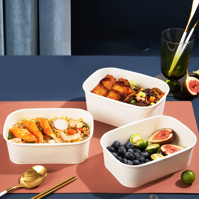Biodegradable Square Kraft Paper Bowl with PP/PET Lid - Food Container