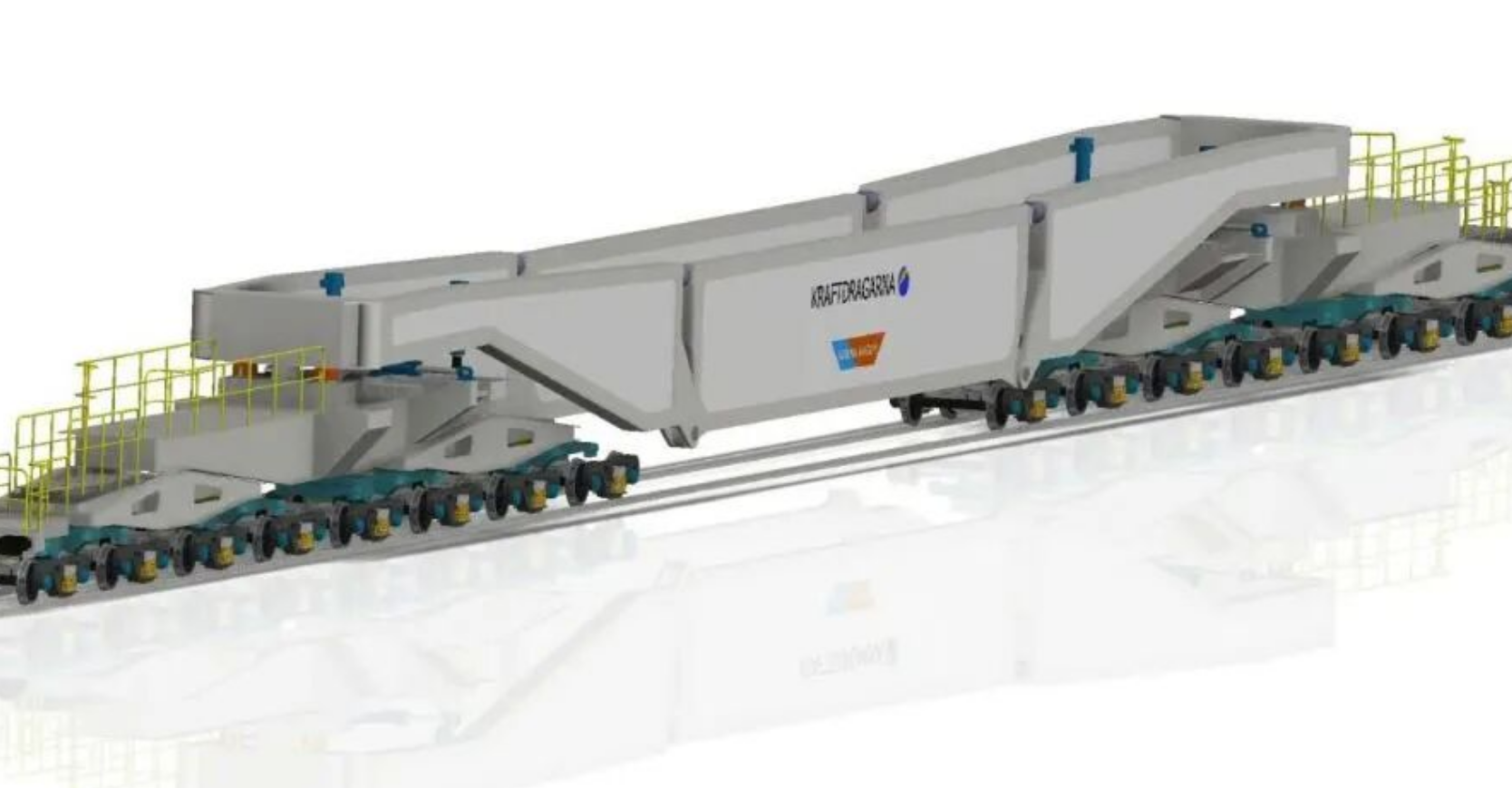 32-nápravový ťažký nákladný vozňa! Maximálna nosná kapacita dosahuje 490 ton