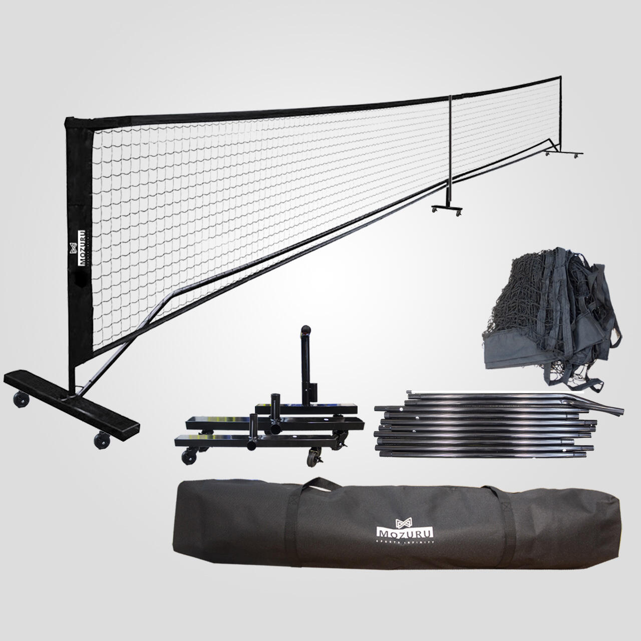 MOZURU 22ft Portable Pickleball Net Set With Wheels