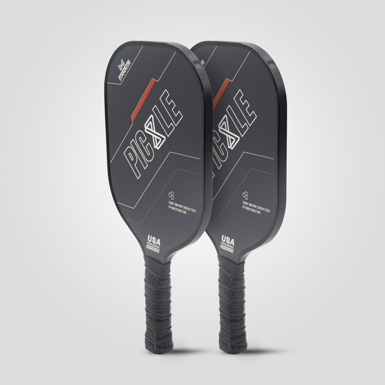 MOZURU Raw Toray T300 Carbon Fiber + PP Honeycomb Core Pickleball Rackets(Rough Surface)