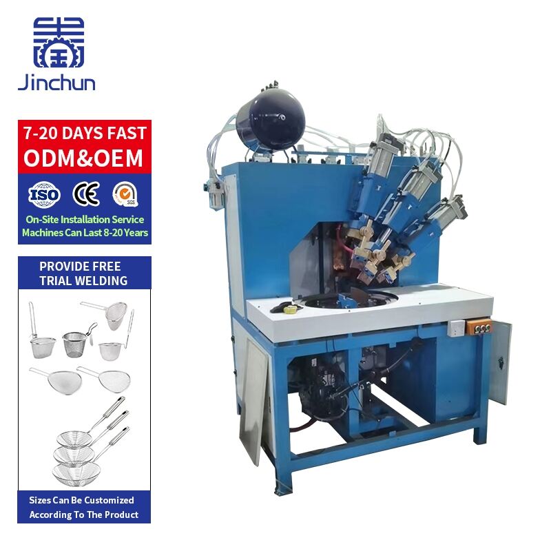 Spoon winding welding machine High quality automatic machine welds spoon and rice shaped bottom net for Colander production line