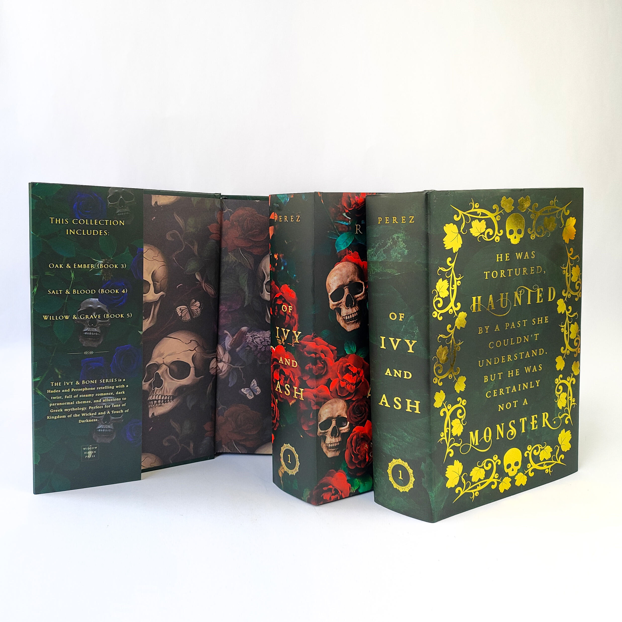 Ivy & Bone Series Hardcovers, Special Edition with Gold Foil & Skull-Rose Art