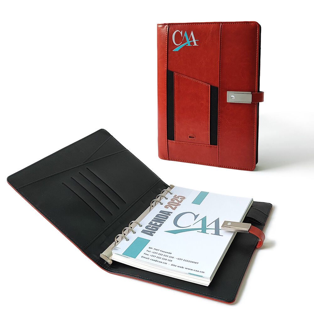 CAA 2025 Leather Ring-Binder Agenda, Professional Business Planner with Card Holder
