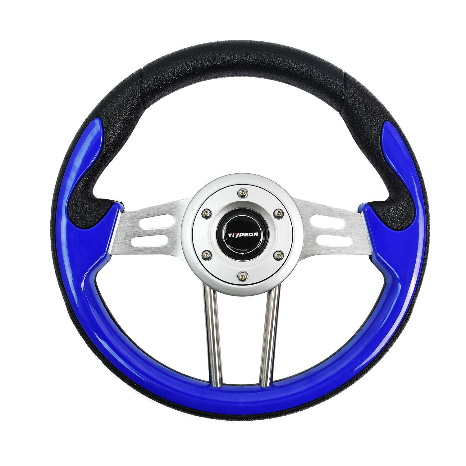 TIYPEOR Universal 13inch/330mm Black PU 4 Spoke Steering Wheel Golf Cart