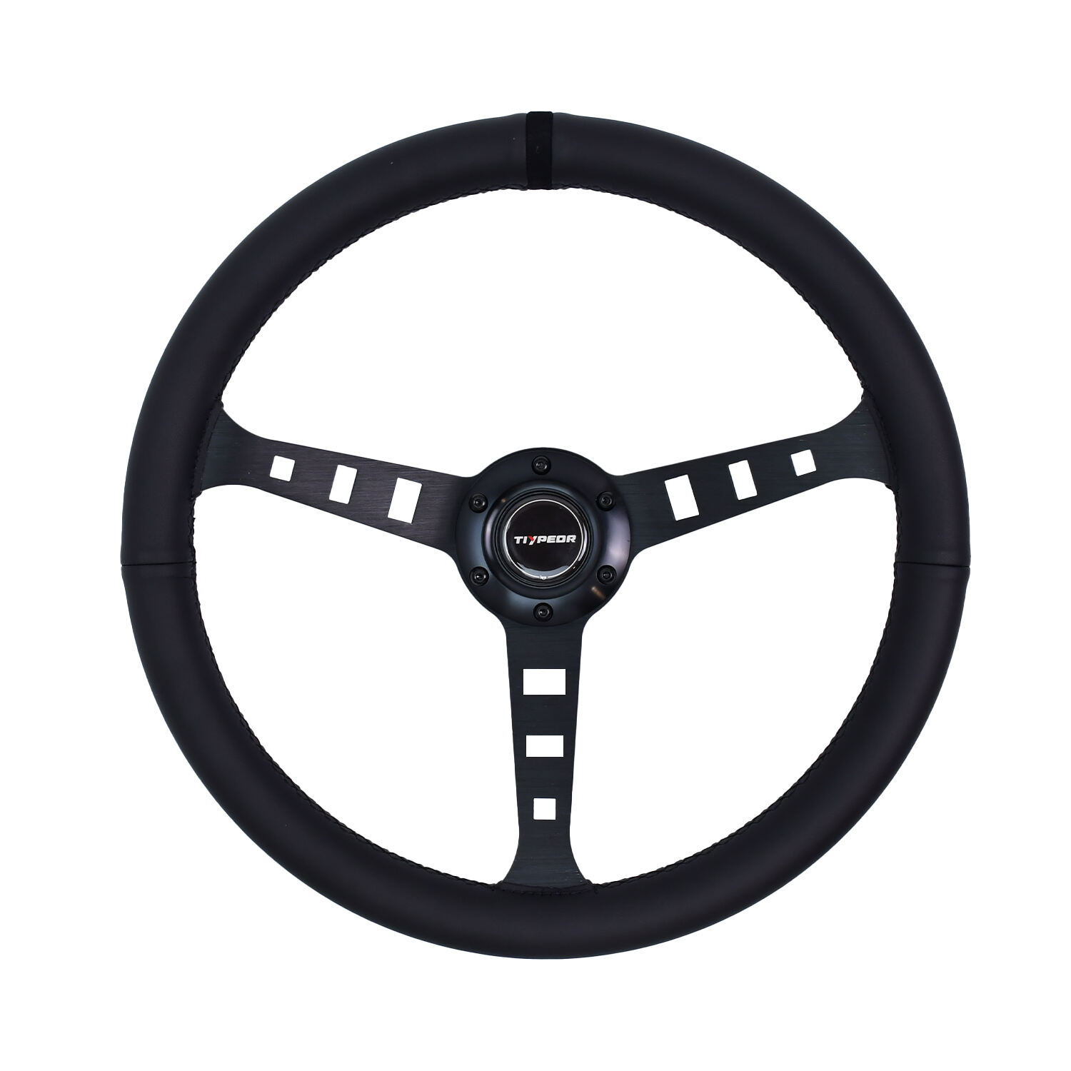 TIYPEOR 커스텀 직사각형 홀 브라켓 380mm/15인치 블랙 마이크로파이버 가죽 스티어링 휠