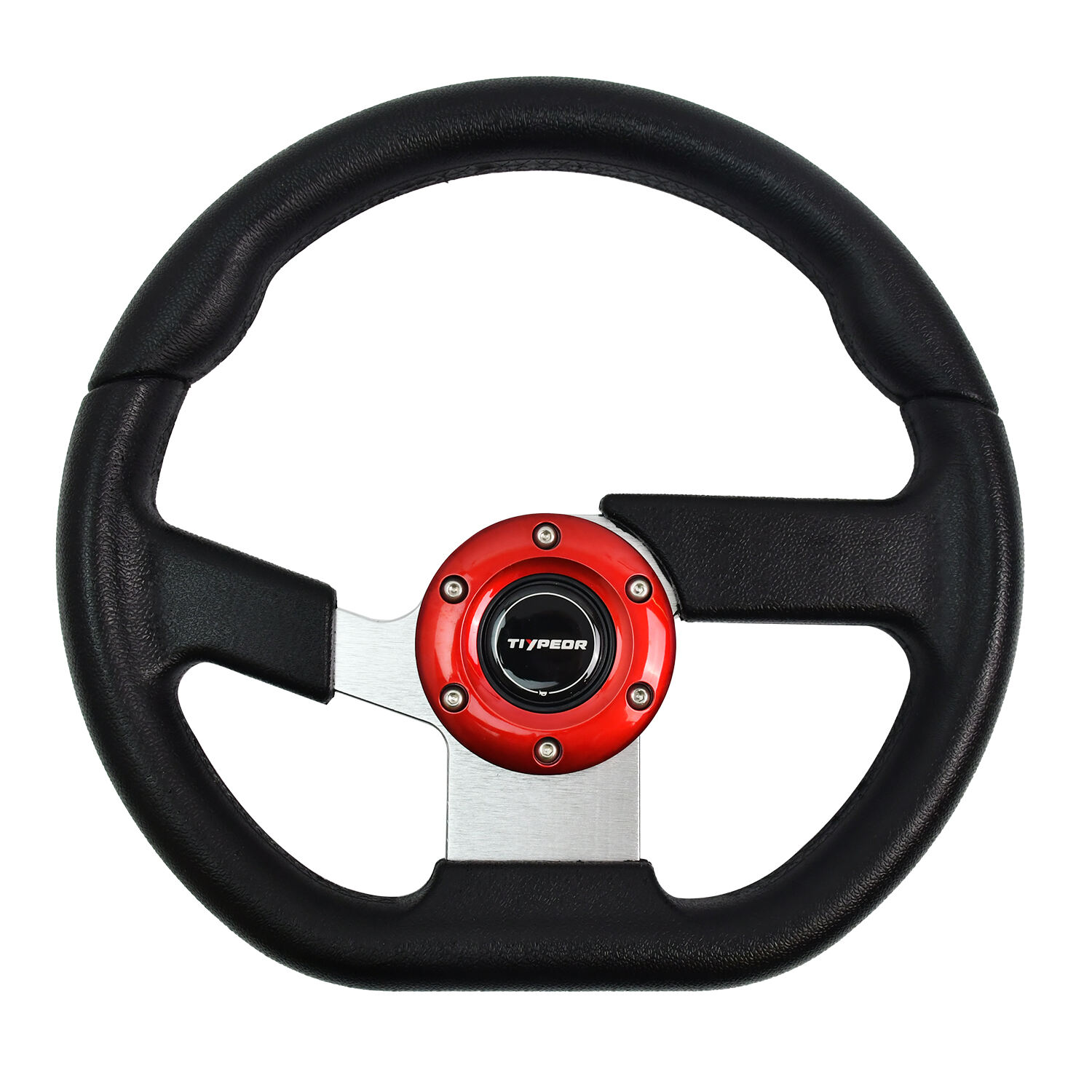 TIYPEOR Universal 12.6inch/320mm PU Leather Asymmetrical Bracket Steering Wheel