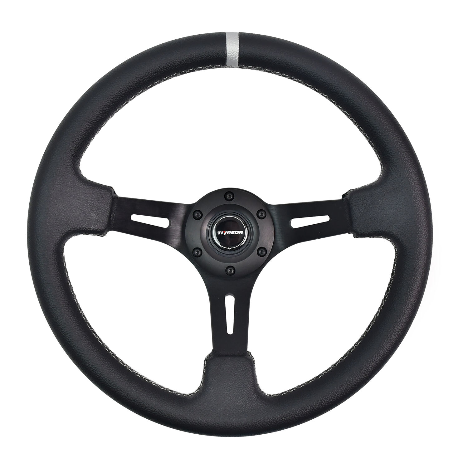 TIYPEOR PVC 340mm/13.38인치 플랫 브라켓 블랙 모디파이드 핸들 레이싱 핸들