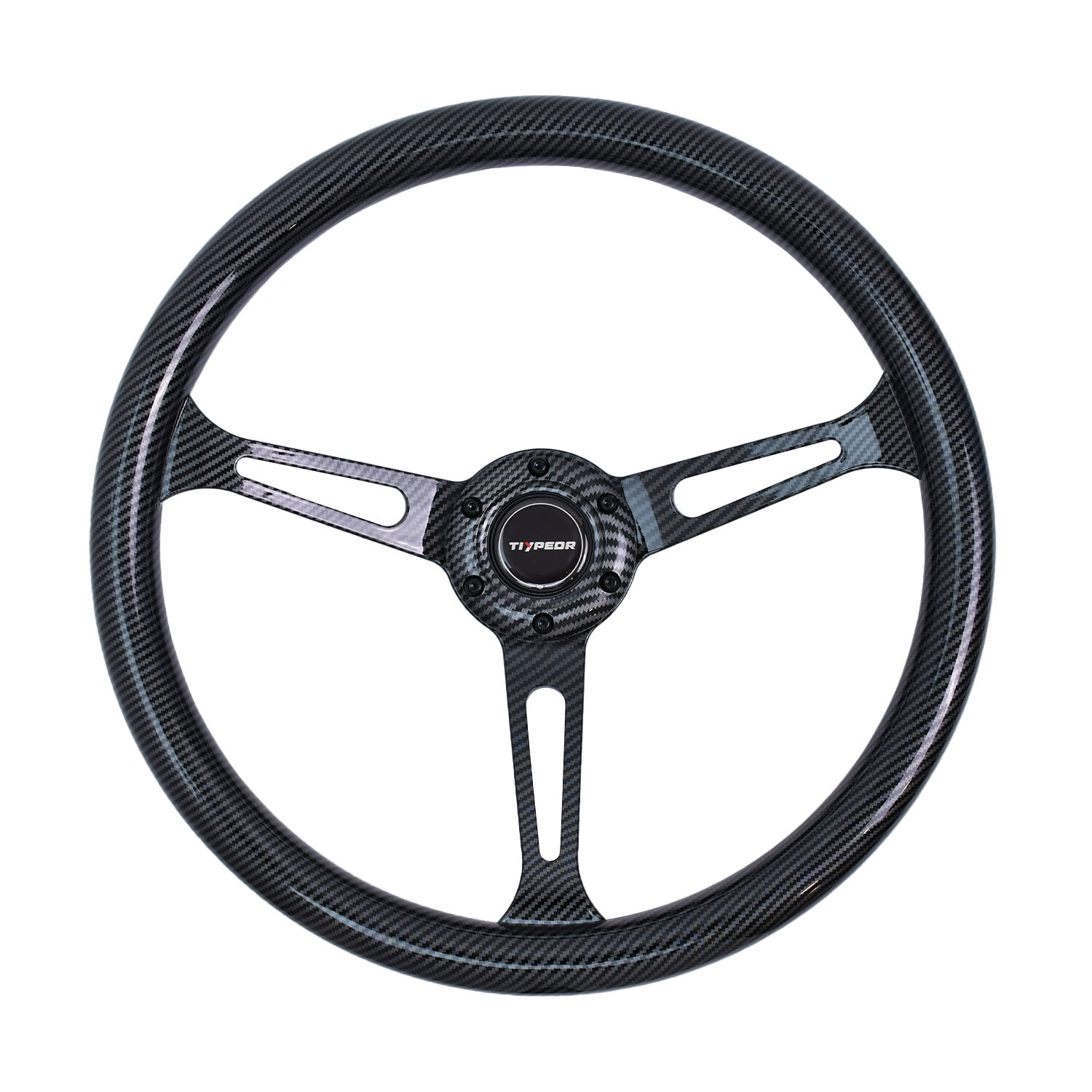 TIYPEOR 블랙 380mm ABS 클래식 고전 자동차 핸들 액세서리 포함