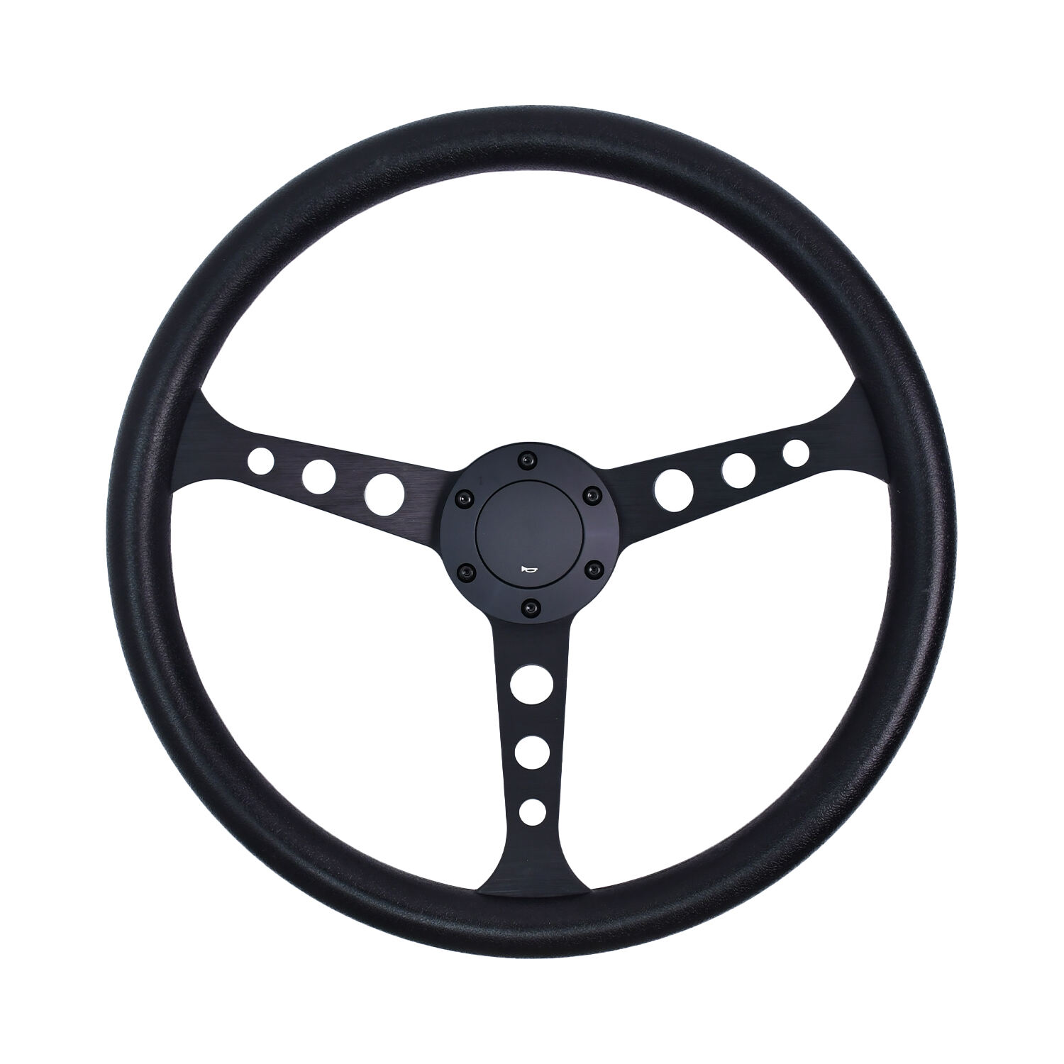 TIYPEOR 380mm/15인치 블랙 PU 원형 홀 스포크 스티어링 휠