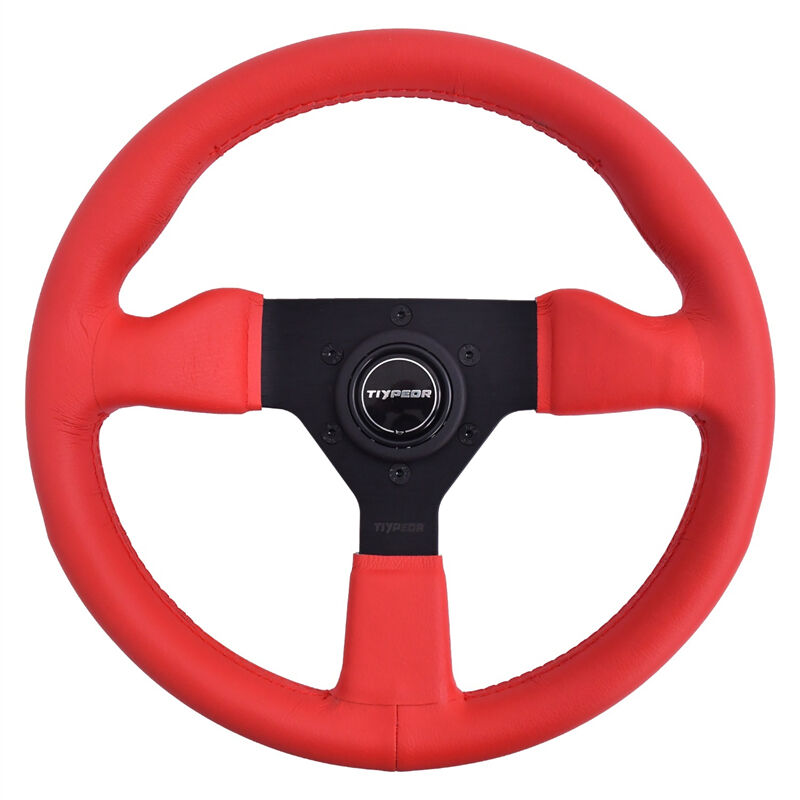 TIYPEOR 赤マイクロファイバーレザー モディファイドレーシング用ステアリングホイール 320mm/12.2インチ （662-10）