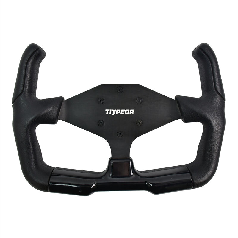 Volante Esportivo Universal TIYPEOR em Couro Preto para Carro, 370 mm / 14,57 polegadas (741)