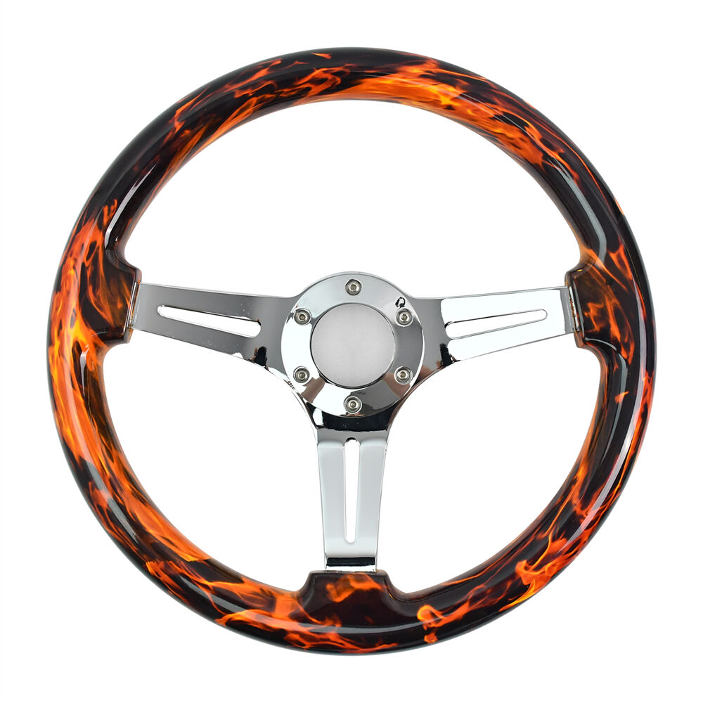 Volant TIYPEOR vintage à motif flamme, style rétro nostalgique avec boutons d'avertisseur