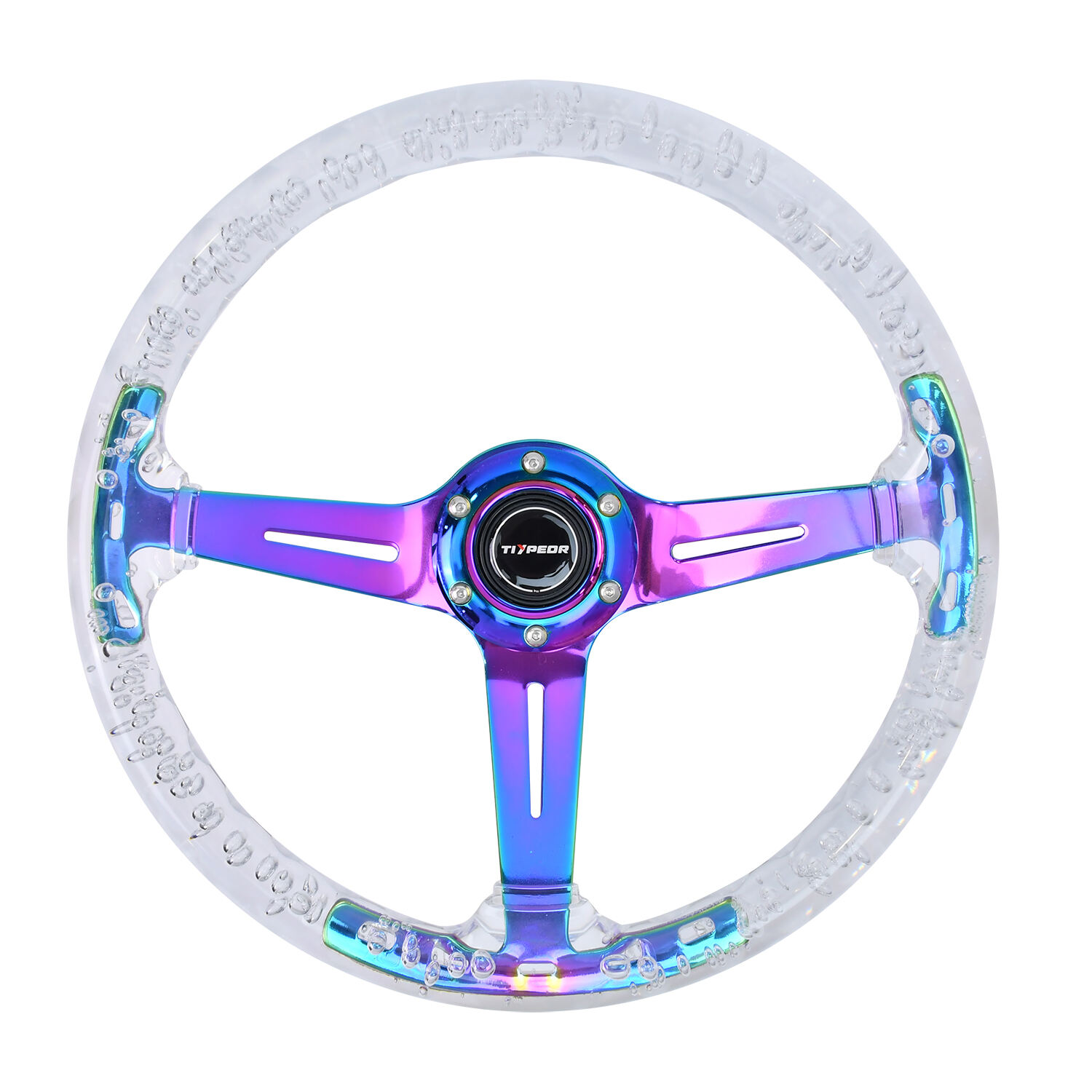 TIYPEOR 350mm 14in White Clear Acrylic 3 Spoke Steering Wheel JDM
