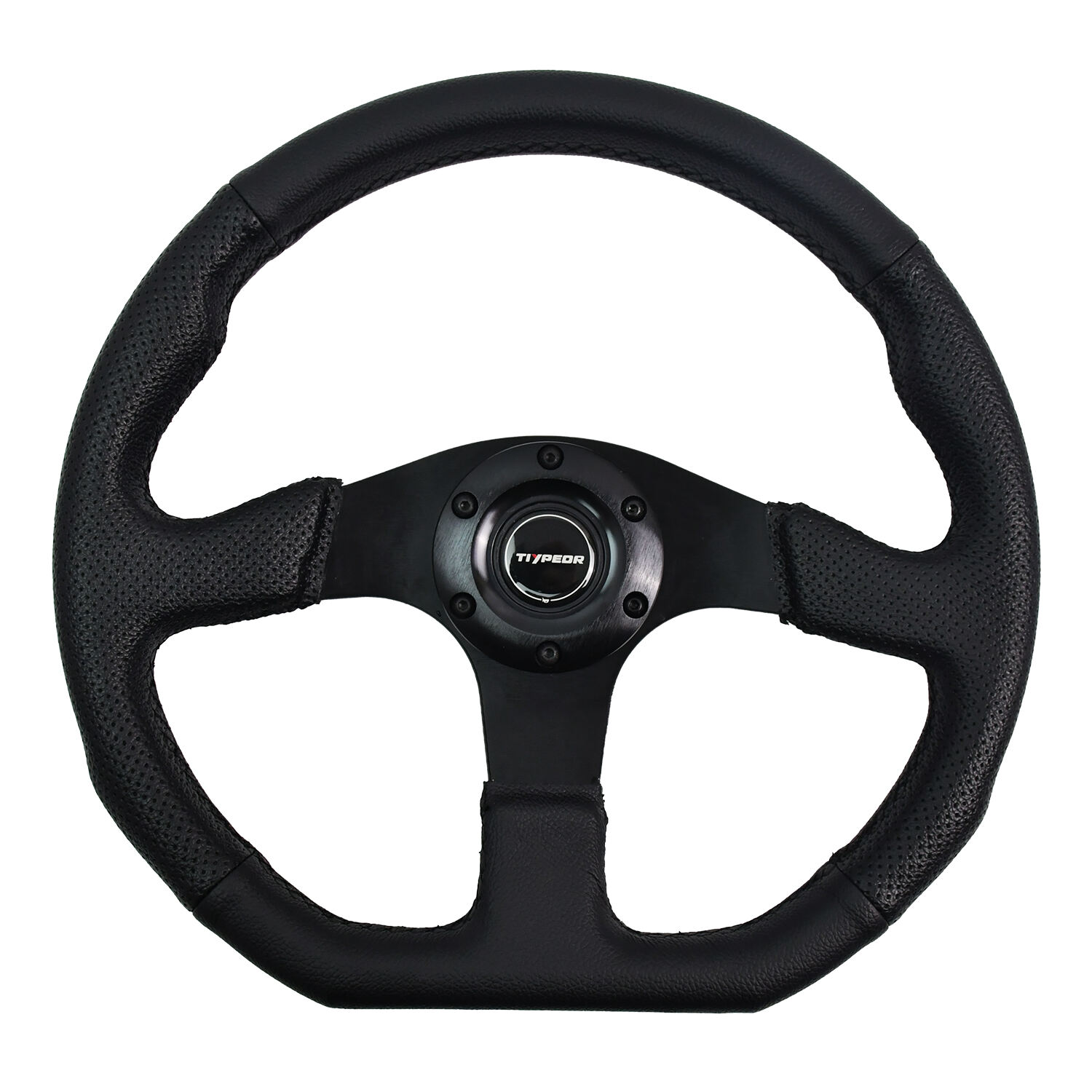 TIYPEOR Universal 13inch/330mm Black PVC 3 Spoke Steering Wheel Gaming