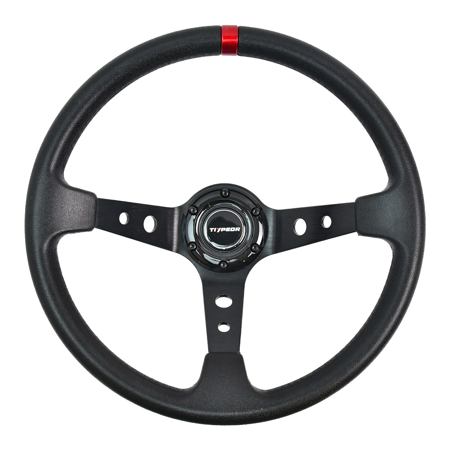 TIYPEOR 350mm/14Inch Sport Steering Wheel Aluminium+PU Drift Simulation Racing Game Steering Wheel Universal