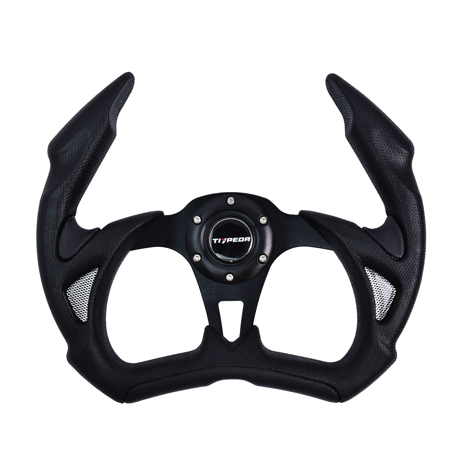 TIYPEOR 350mm Sports Car Steering Wheel PVC and PU Go-kart Steering Wheel