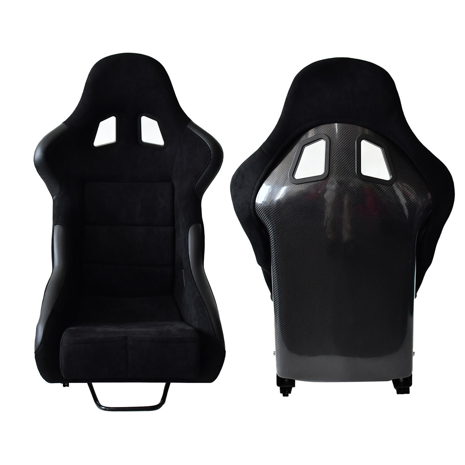 Sedile da Corsa Integrato TIYPEOR in Pelle Sintetica e PVC Nero con Fibra di Carbonio, Comodo per Auto Modificate