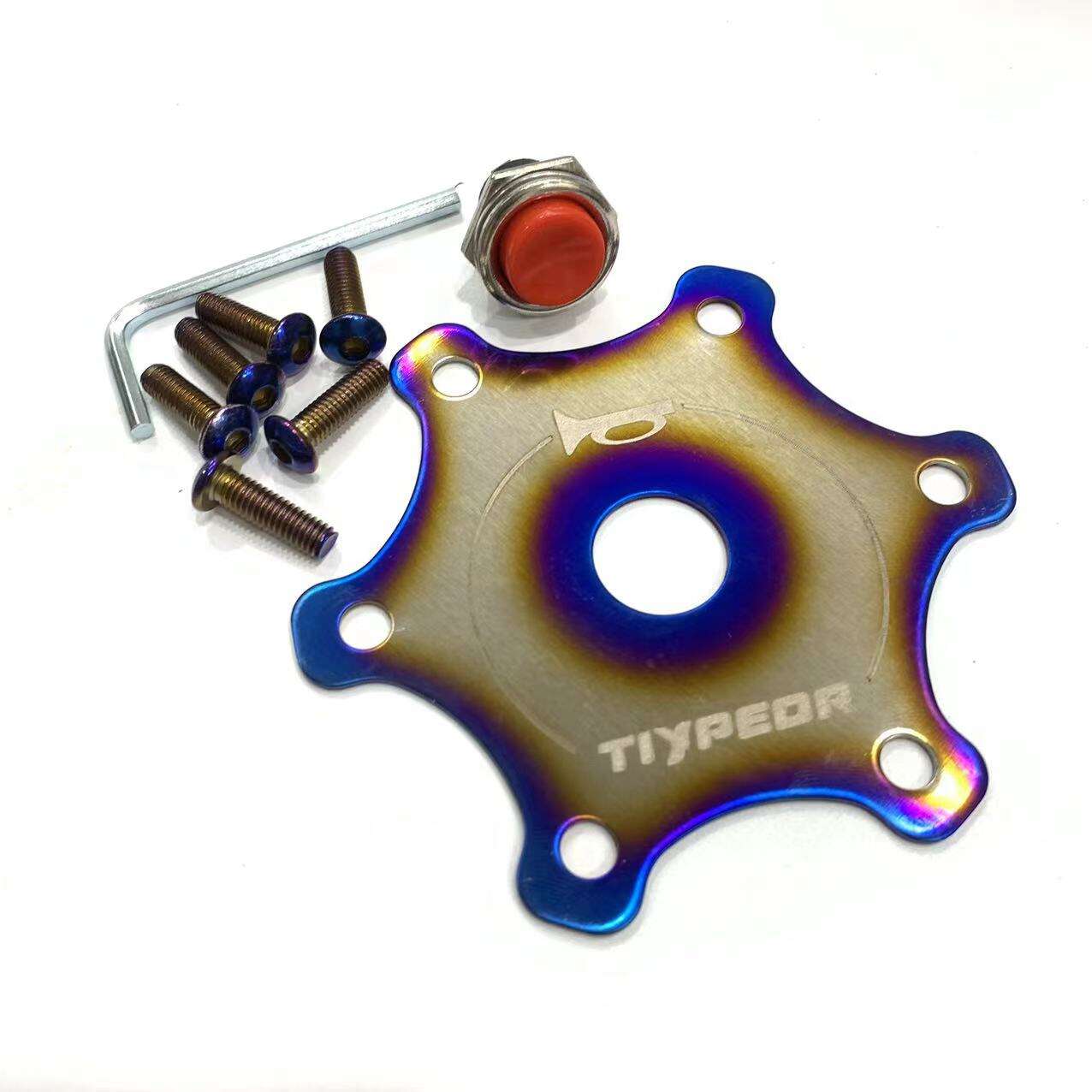 TIYPEOR 9.1cm/3.58in Universal Aluminum Car Steering Wheel Horn Cover